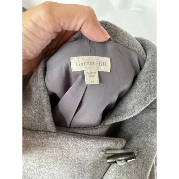 Garnet Hill Modern Duffle Coat Wool Blend Gray Sz 16 Designer Luxury Jacket - Picture 4 of 10